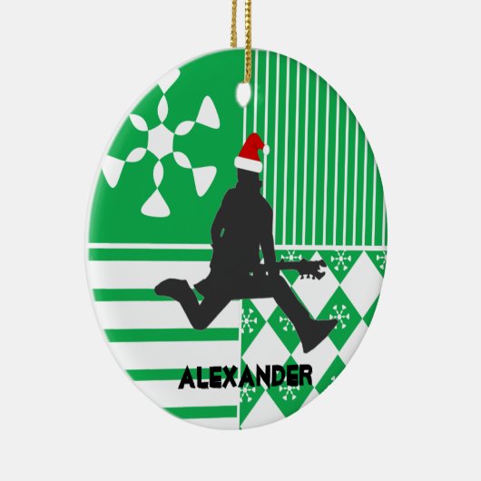 Rock Star Guitar Player Santa Hat Ornament (Rechts)