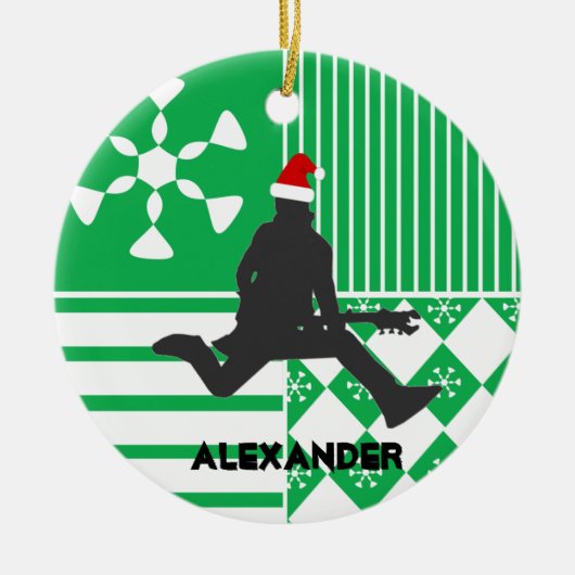 Rock Star Guitar Player Santa Hat Ornament (Vorne)