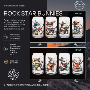 Rock Star Häschen Trinkglas-Set Dosenglas