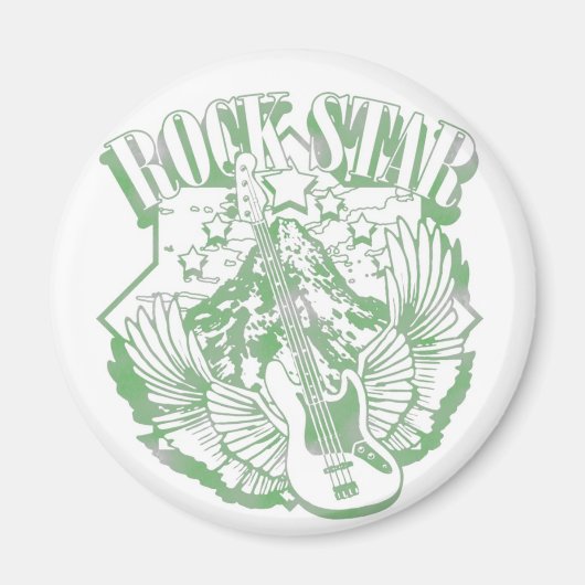 ROCK STAR IM GRÜNEN VINTAGEN STIL MAGNET (Vorne)