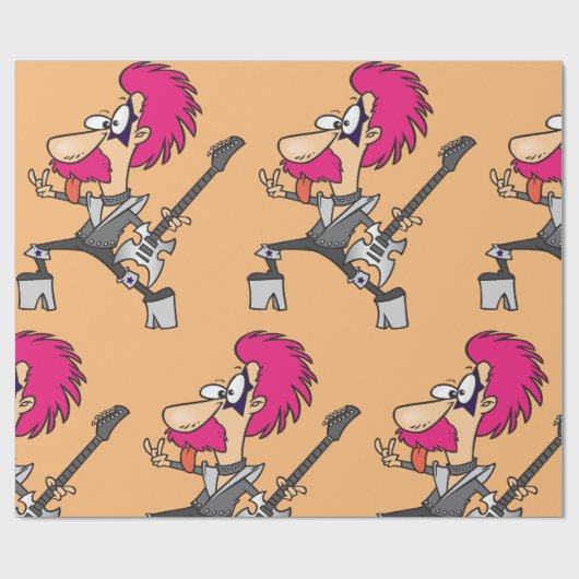 Rock Star Impersonator Rocker Wrapping Paper Geschenkpapier (Flach)