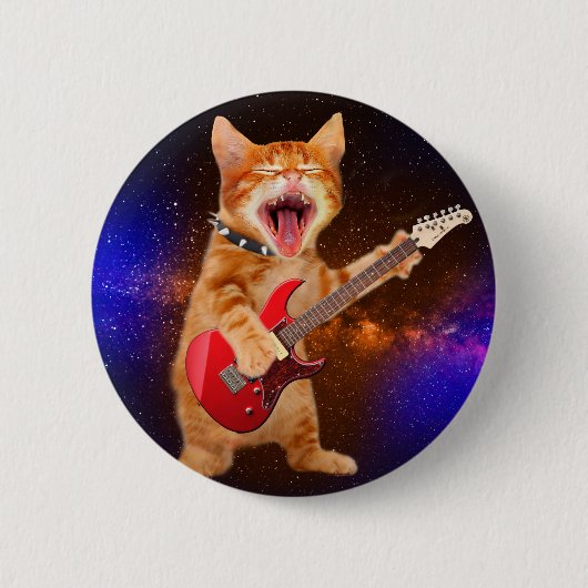 Rock-Star-Katze Button (Vorderseite)