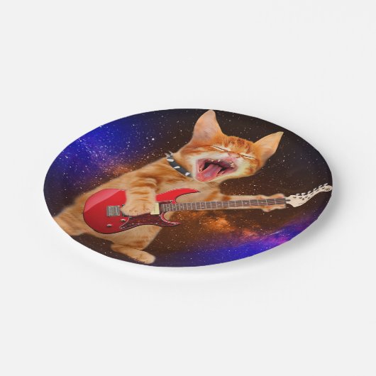 Rock-Star-Katze Pappteller (Schrägansicht)