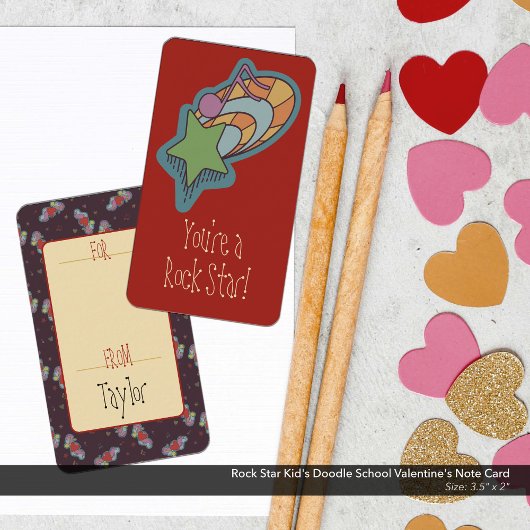 Rock Star Kid's Doodle School Valentine Mitteilungskarte