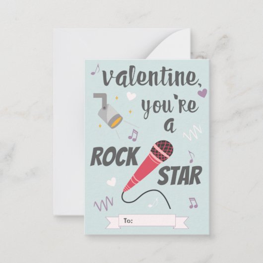 Rock-Star-Klassenzimmer Valentinstag Mitteilungskarte (Vorderseite)