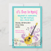 Rock star mädchenhafte Gitarre Geburtstag Einladung (Vorderseite)