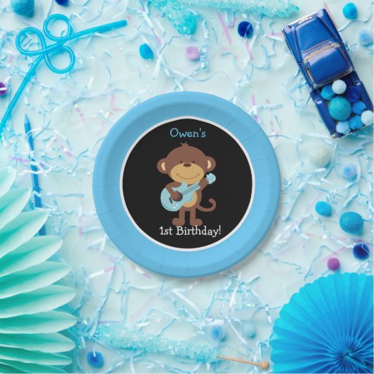 Rock Star Monkey Papierplatte / Custom Colors! Pappteller (Party)
