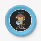 Rock Star Monkey Papierplatte / Custom Colors! Pappteller (Vorderseite)