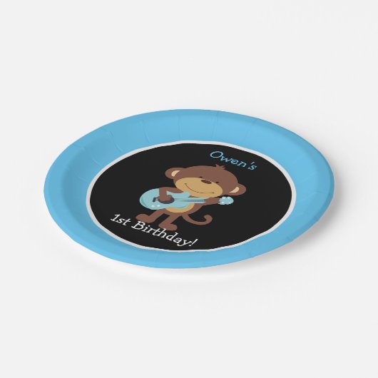 Rock Star Monkey Papierplatte / Custom Colors! Pappteller (Schrägansicht)