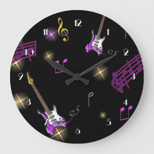 Rock Star Music Background Wall Clock Große Wanduhr