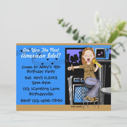 Rock Star Party für Mädchen Einladung (Stehend Vorderseite)
