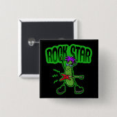 Rock Star Pickle - Funny Cartoon Button (Vorne & Hinten)