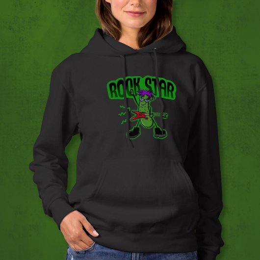 Rock Star Pickle - Funny Cartoon Hoodie