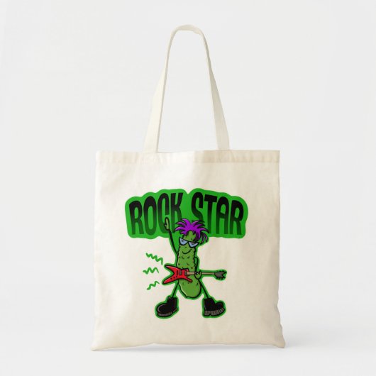 Rock Star Pickle - Funny Cartoon Tragetasche (Vorne)