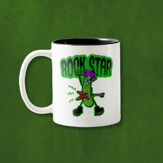 Rock Star Pickle - Funny Cartoon Zweifarbige Tasse