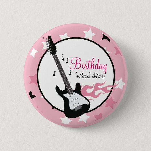 ROCK STAR PINK BIRTHDAY BUTTON - CUSTOM! (Vorderseite)