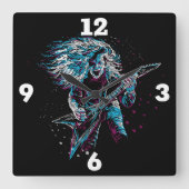 Rock Star Quadratische Wanduhr (Vorderseite)