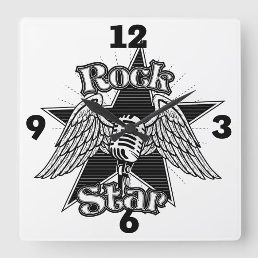 Rock Star Quadratische Wanduhr (Vorderseite)