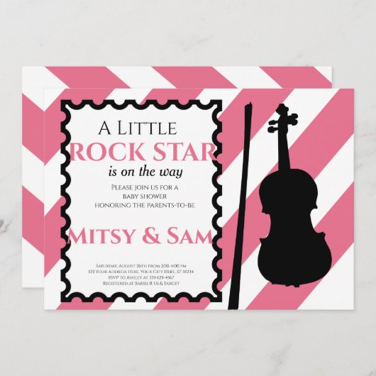 Rock Star Rock a Bye Baby Dusche Einladung (Vorne/Hinten)