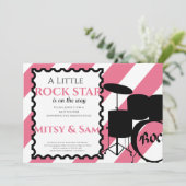 Rock Star Rock a Bye Baby Shower Einladung (Stehend Vorderseite)