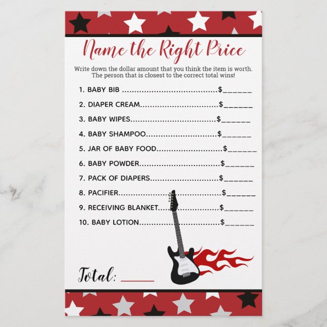 Rock Star Rockabye Der Name des Preisduschspiels (Vorderseite)