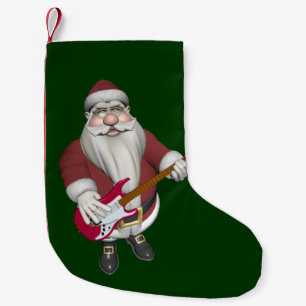 Rock Star Santa mit Red Electric Gitarre Kleiner Weihnachtsstrumpf