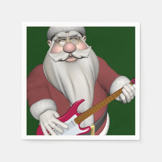 Rock Star Santa mit Red Electric Gitarre Serviette (Vorderseite)