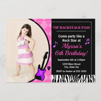Rock Star zum Geburtstag Einladung Pop Star Girl