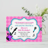 Rock Star zum Geburtstag Einladung Pop Star Girl (Stehend Vorderseite)