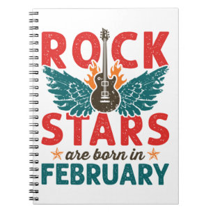 Rock Stars sind im Februar zum Geburtstag Geboren Notizblock