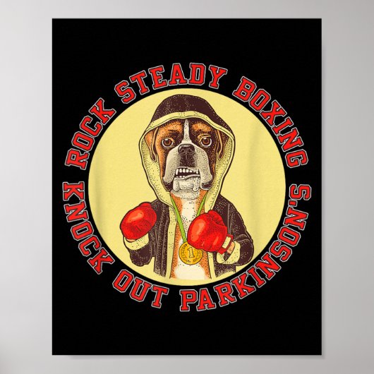 Rock Steady Boxing Parkinson - Boxerhund mit Rot Poster (Vorne)