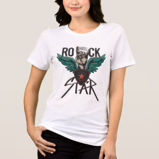 Rock-Symbol mit Wings - Star-Power und Rebel Spir Tri-Blend Shirt