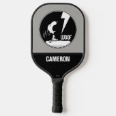 Rock-T-Shirts | Snoopy Howling | Name hinzufügen Pickleball Schläger (Rückseite)