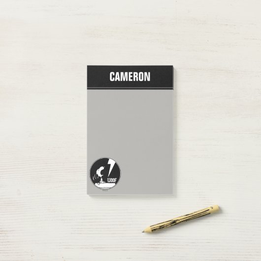 Rock-T-Shirts | Snoopy Howling | Name hinzufügen Post-it Klebezettel (Auf Schreibtisch)