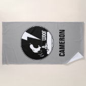 Rock-T-Shirts | Snoopy Howling | Name hinzufügen Strandtuch (Vorderseite)