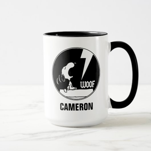 Rock-T-Shirts | Snoopy Howling | Name hinzufügen Tasse (Rechts)