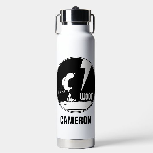 Rock-T-Shirts | Snoopy Howling | Name hinzufügen Trinkflasche (Vorderseite)