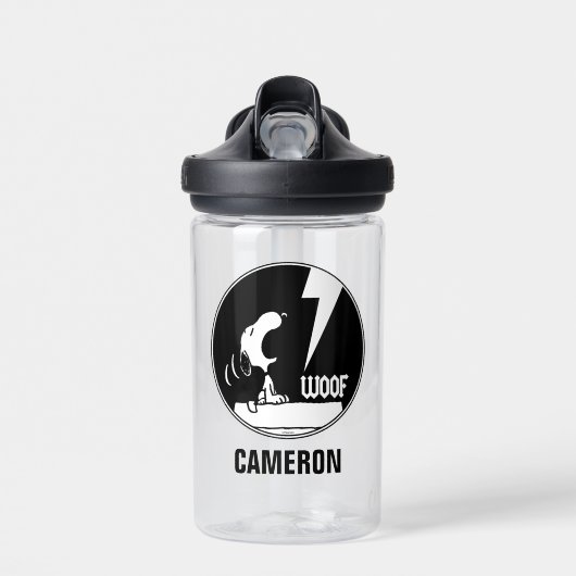 Rock-T-Shirts | Snoopy Howling | Name hinzufügen Trinkflasche (Vorne)