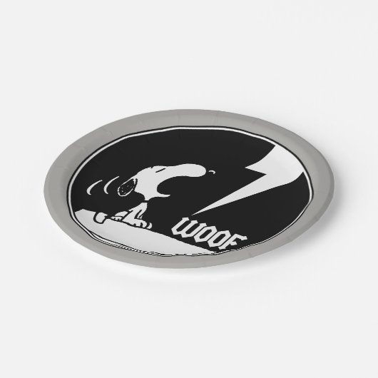 Rock-T-Shirts | Snoopy Howling Pappteller (Schrägansicht)