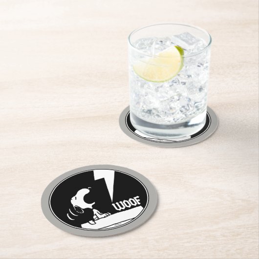 Rock-T-Shirts | Snoopy Howling Runder Pappuntersetzer (Vor Ort)