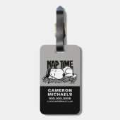 Rock-T-Shirts | Snoopy Nickerchen Time | Name hinz Gepäckanhänger (Rückseite vertikal)