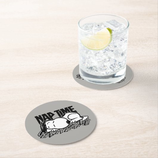 Rock-T-Shirts | Snoopy Nickerchen Time Runder Pappuntersetzer (Vor Ort)