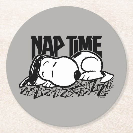 Rock-T-Shirts | Snoopy Nickerchen Time Runder Pappuntersetzer (Vorderseite)