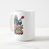 Rock the Boo - Halloween Skeleton Gitarrendesign Kaffeetasse (Vorderseite Links)