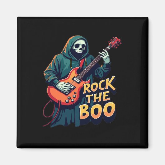Rock the Boo - Halloween Skeleton Gitarrendesign Magnet (Vorne)