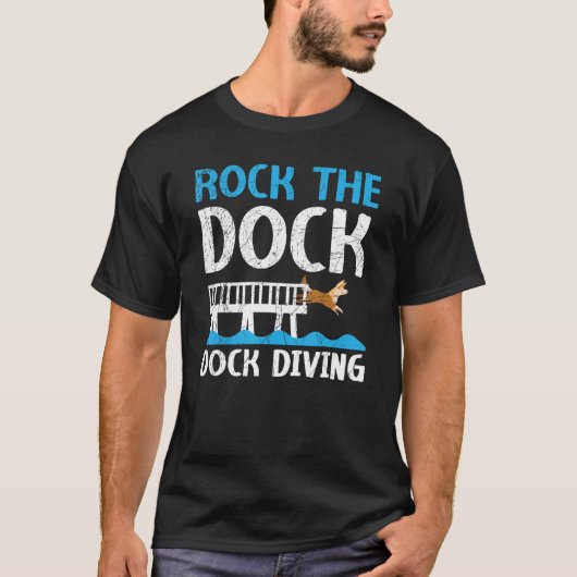 Rock the Dock Dock Diving Canine Water Sport Dock T-Shirt (Vorderseite)