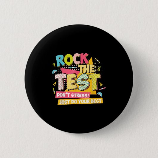 Rock The Test Day Motivational Retro Teachers Test Button (Vorderseite)