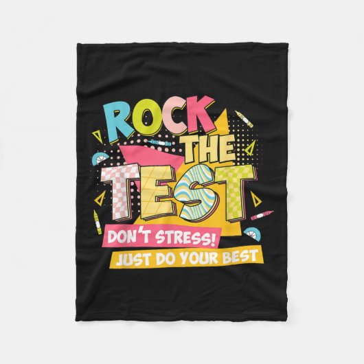 Rock The Test Day Motivational Retro Teachers Test Fleecedecke (Vorderseite)