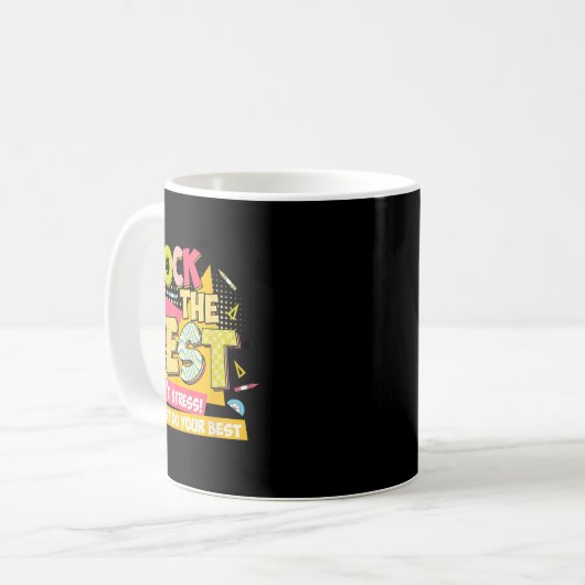 Rock The Test Day Motivational Retro Teachers Test Kaffeetasse (Vorderseite Links)