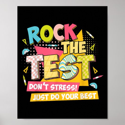 Rock The Test Day Motivational Retro Teachers Test Poster (Vorne)